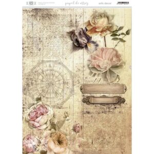 PAPEL DE ARROZ ARTIS DECOR ROSAS VINTAGE 29,7x42 cm