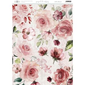 PAPEL DE ARROZ ARTIS DECOR FONDO ROSAS CORAL 29,7x42 cm