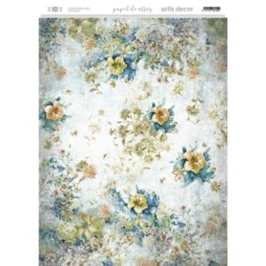 PAPEL DE ARROZ ARTIS DECOR FONDO FLORAL AZUL 29,7x42 cm