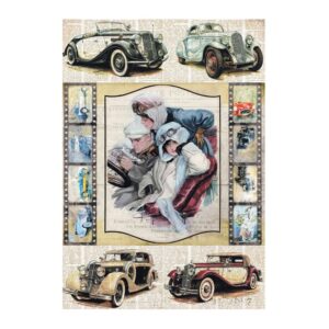 PAPEL DE ARROZ CADENCE AUTOMÓVILES VINTAGE 30x41 cm