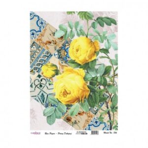 PAPEL DE ARROZ CADENCE ROSA AMARILLA 30x41 cm