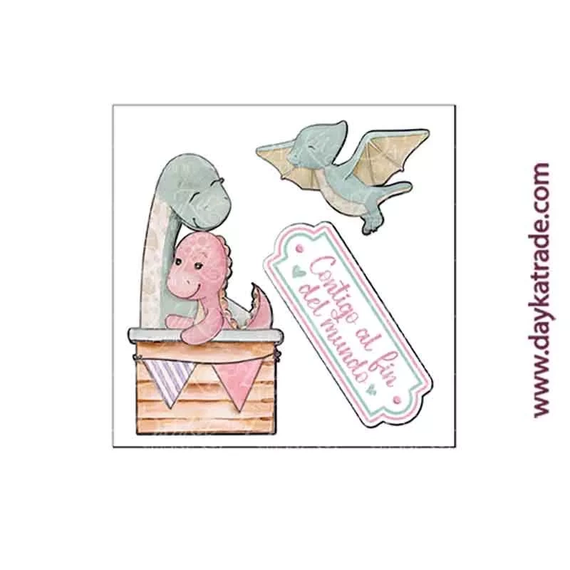 TLP-031 FIGURAS 2D DE DINOSAURIOS COLECCIÓN DE BEBE PURO AMOR ROSAS DAYKA