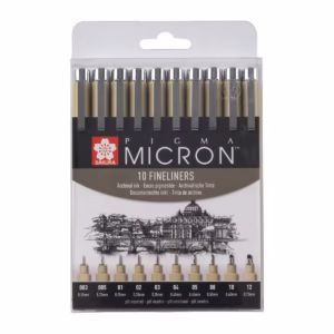 SET DE DIEZ ROTULADORES PUNTAFINA NEGROS PIGMA MICRON SAKURA