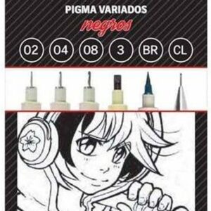 SET COMPLETO DE CINCO ROTULADORES NEGROS PIGMA DIFERENTES VERSIONES Y UN PORTAMINAS