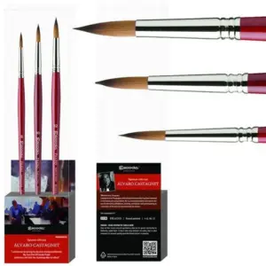 8601-1 ESCODA BRUSHES ALVARO CASTAGNET CON 3 PINCELES ESCODA 3174 PRADO DE FIBRA TAME