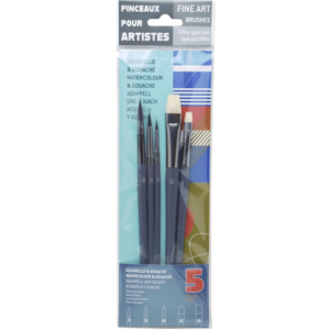 SET 5 PINCELES PARA ACUARELA Y GOUACHE FINE ART BRUSHES