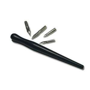 PLUMA PARA CALIGRAFÍA CON 4 PLUMILLAS