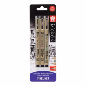 SET DE 2 MICRON PUNTA FINA DE GROSOR 05 Y 08 + PUNTA DE PLÁSTICO SAKURA NEGRO